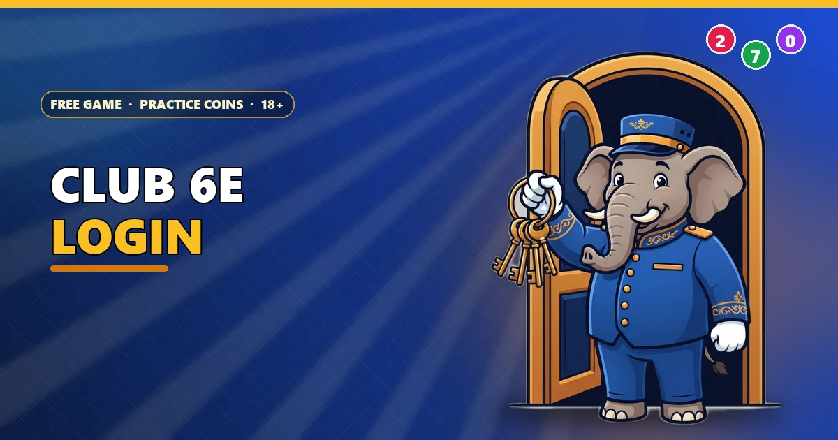 Elephant doorman holding a key ring at an open door for the Club 6E login page