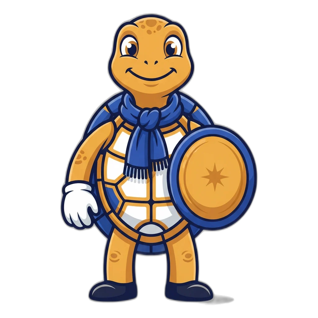 Turtle holding an 18+ shield at a gate, the one condition for opening an account