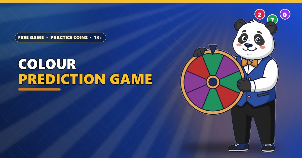 Panda croupier spinning a red, green and violet wheel for the Club 6E colour prediction game