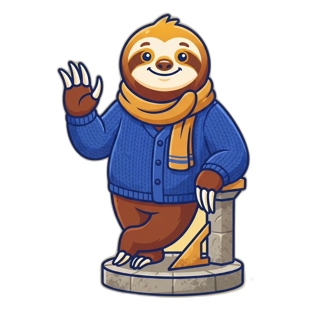 A sloth leans on a sundial: a session is measured in minutes, not rounds